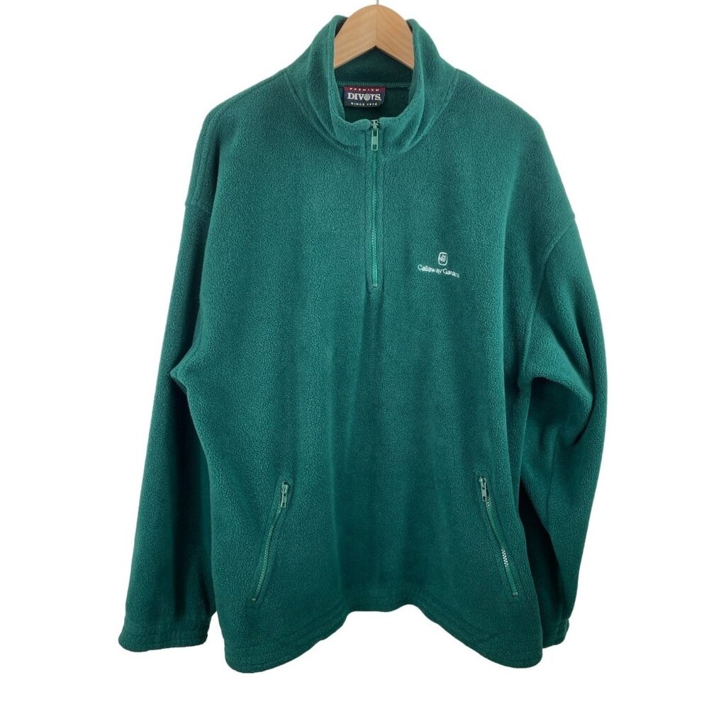 Premium Divots Callaway Gardens Green 1/4 Zip Long Sleeve Fleece Mens Size Large